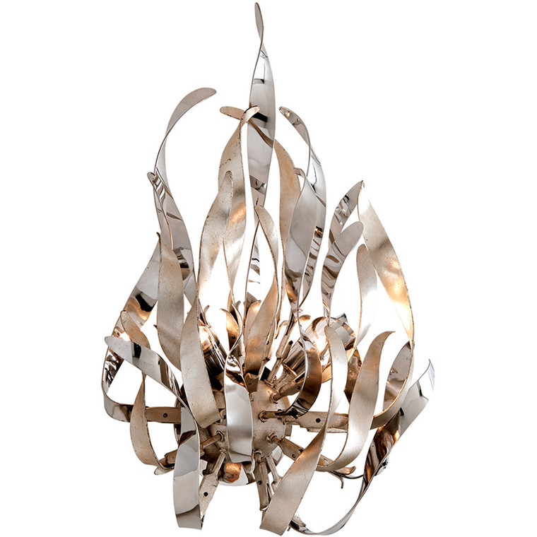 Corbett Lighting Graffiti Wall Sconce in Silver Leaf Polished Stainless 154-12