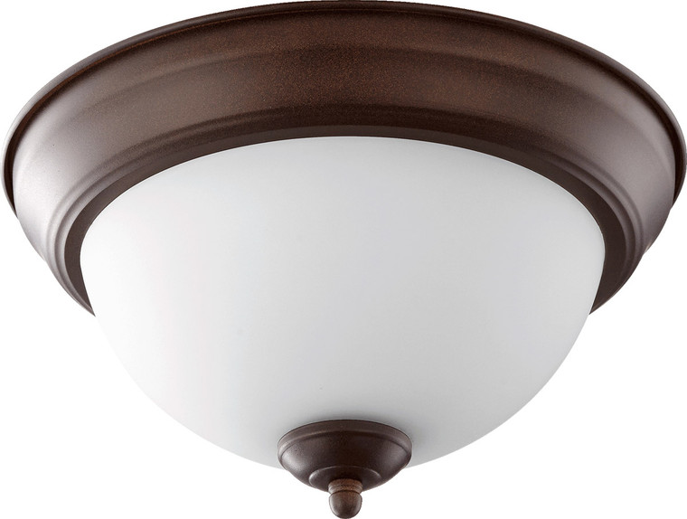 Quorum Ceiling Mount in Oiled Bronze with Satin Opal 3063-11-86