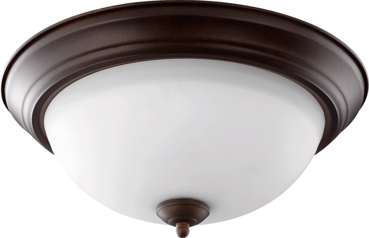 Quorum Ceiling Mount in Oiled Bronze with Satin Opal 3063-15-86