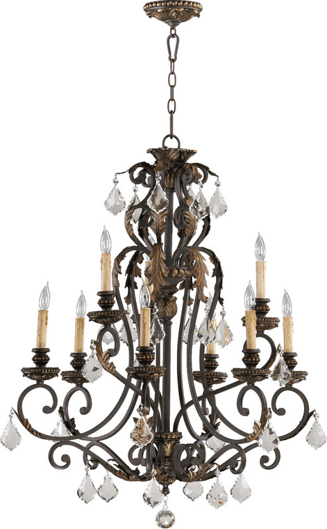 Quorum Rio Salado Chandelier in Toasted Sienna With Mystic Silver 6157-9-44