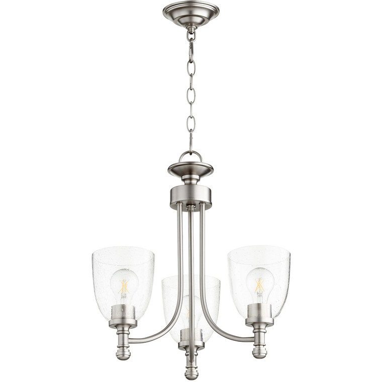 Quorum Rossington Chandelier in Satin Nickel with Clear/Seeded 6122-3-265