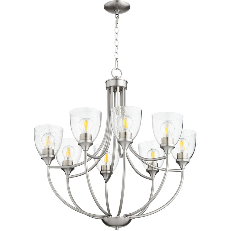 Quorum Enclave Chandelier in Satin Nickel with Clear/Seeded 6059-8-265