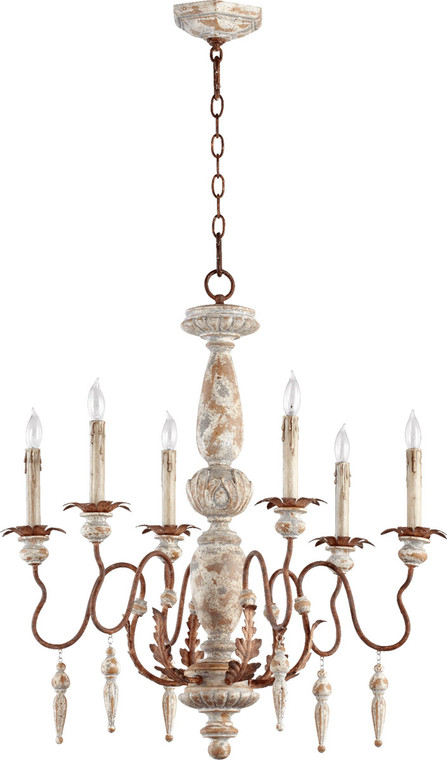Quorum La Maison Chandelier in Manchester Grey with Rust Accents 6052-6-56