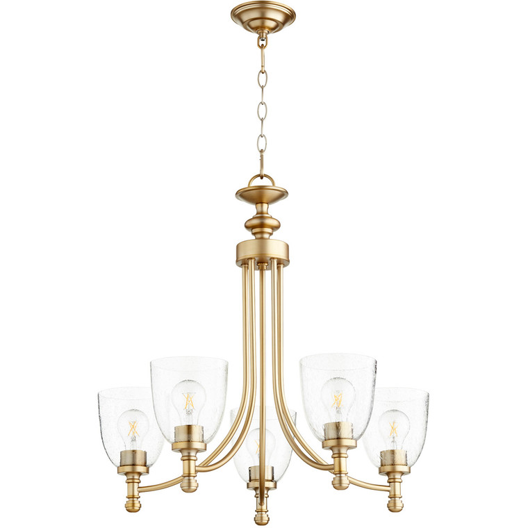 Quorum Rossington Chandelier in Aged Brass with Clear/Seeded 6122-5-280