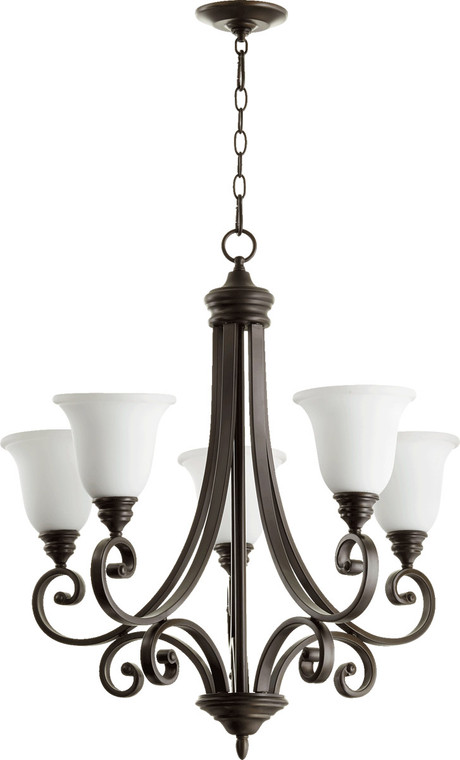 Quorum Bryant Chandelier in Oiled Bronze with Satin Opal 6154-5-186