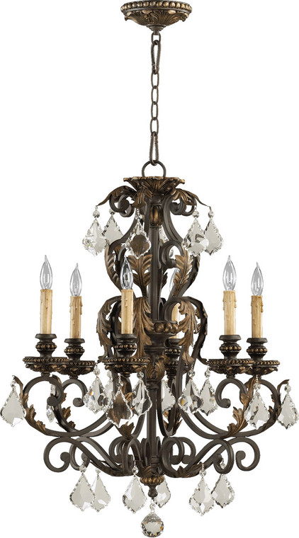 Quorum Rio Salado Chandelier in Toasted Sienna With Mystic Silver 6157-6-44