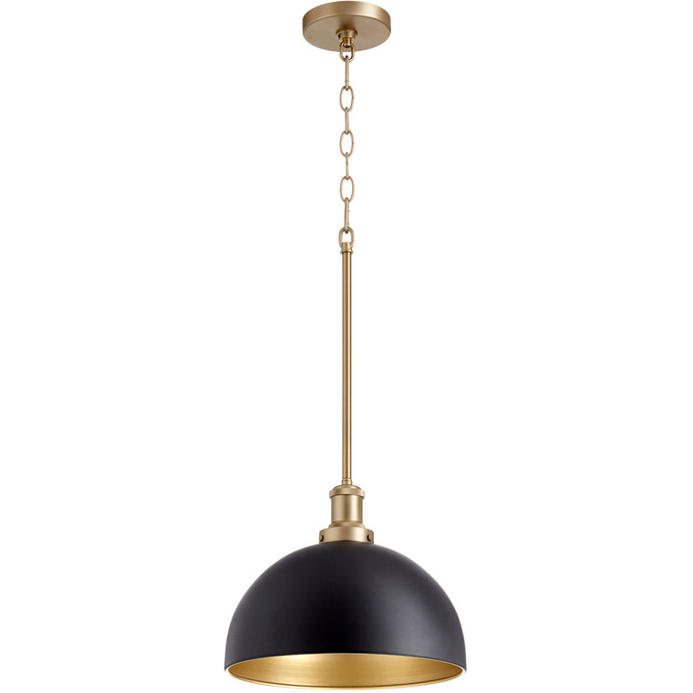Quorum Pendant in Noir with Aged Brass 876-6980