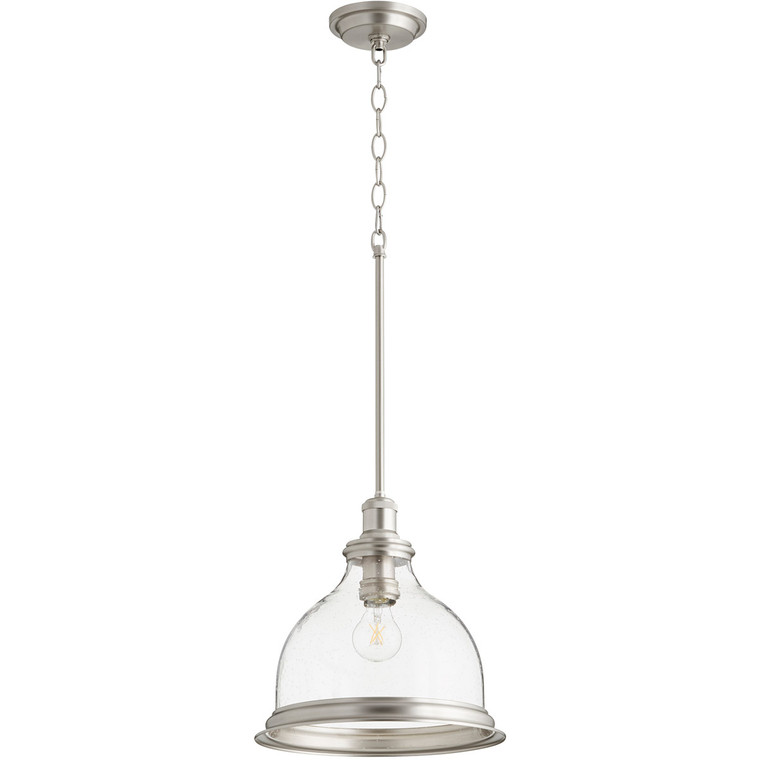 Quorum Pendant in Satin Nickel with Clear/Seeded 6193-12-65
