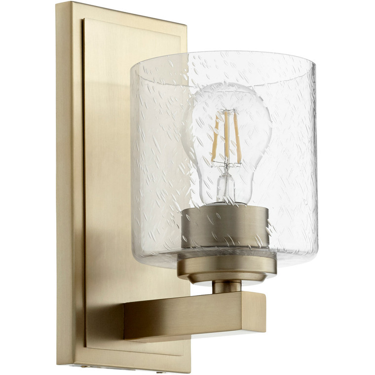 Quorum Wall Mount in Aged Brass with Clear/Seeded 5669-1-280