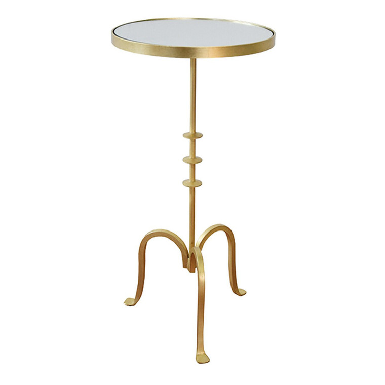 Worlds Away Bessie Round Cigar Table with Mirror Top in Gold Leaf BESSIE G