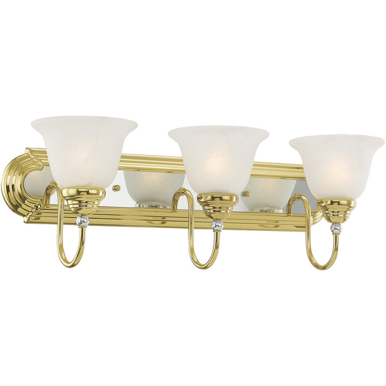 Livex Lighting Belmont Collection 3 Light PB & Polished Chrome Bath Light in Polished Brass & Polished Chrome 1003-25