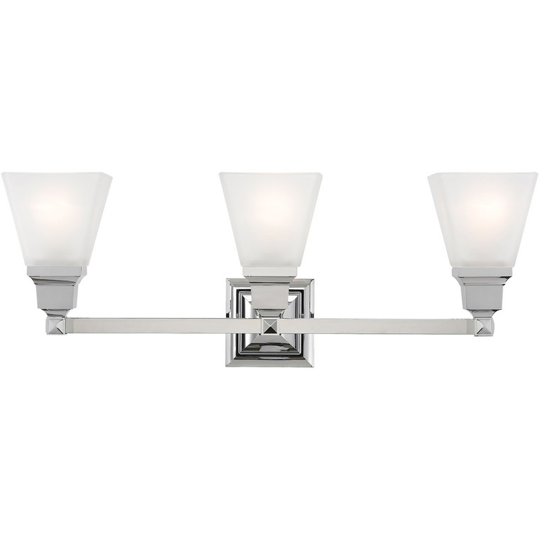 Livex Lighting Mission Collection 3 Light Polished Chrome Bath Light in Polished Chrome 1033-05