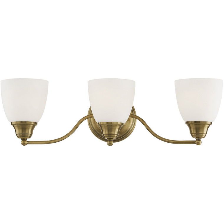 Livex Lighting Somerville Collection 3 Light Antique Brass Bath Light in Antique Brass 13673-01