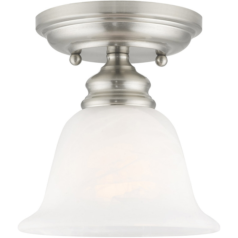 Livex Lighting Essex Collection 1 Light Brushed Nickel Ceiling Mount in Brushed Nickel 1350-91