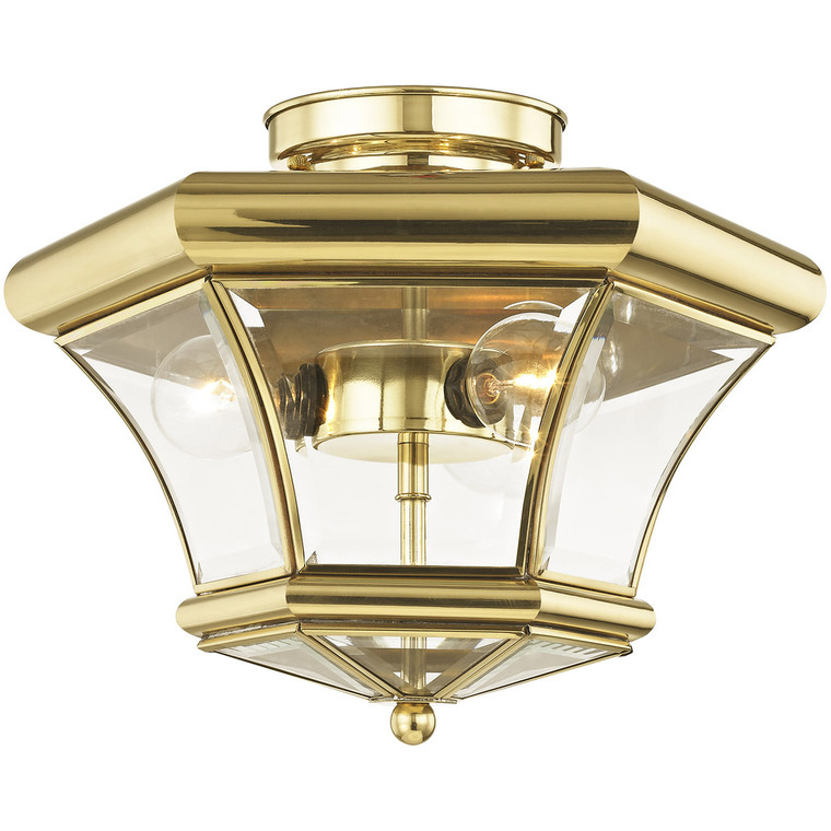 Livex Lighting Monterey Collection 3 Light Polished Brass Ceiling Mount in Polished Brass 4083-02
