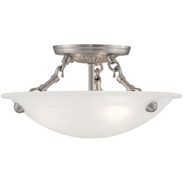Livex Lighting Oasis Collection 3 Light Brushed Nickel Ceiling Mount in Brushed Nickel 4272-91