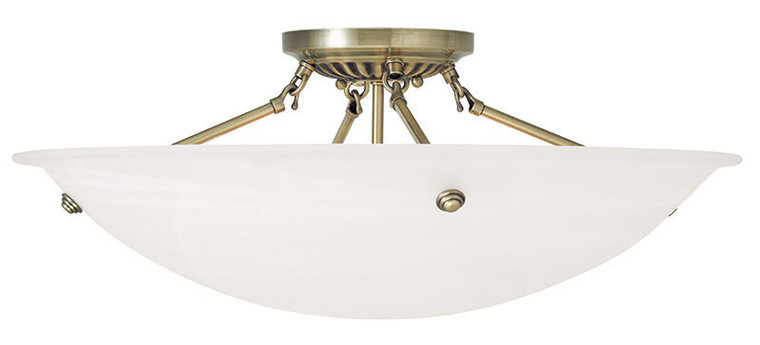 Livex Lighting Oasis Collection 4 Light Antique Brass Ceiling Mount in Antique Brass 4275-01