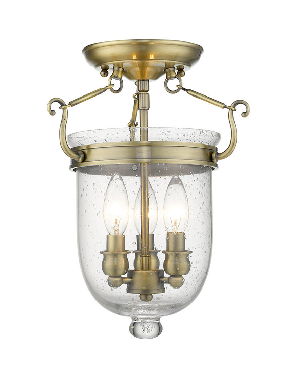 Livex Lighting Jefferson Collection 3 Light Antique Brass Ceiling Mount in Antique Brass 5081-01