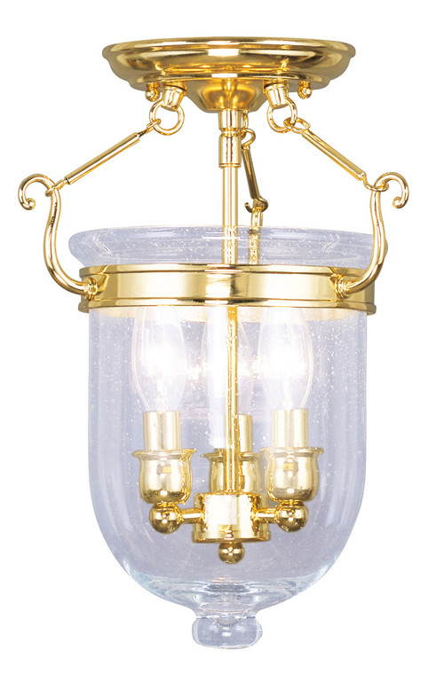 Livex Lighting Jefferson Collection 3 Light Polished Brass Ceiling Mount in Polished Brass 5081-02