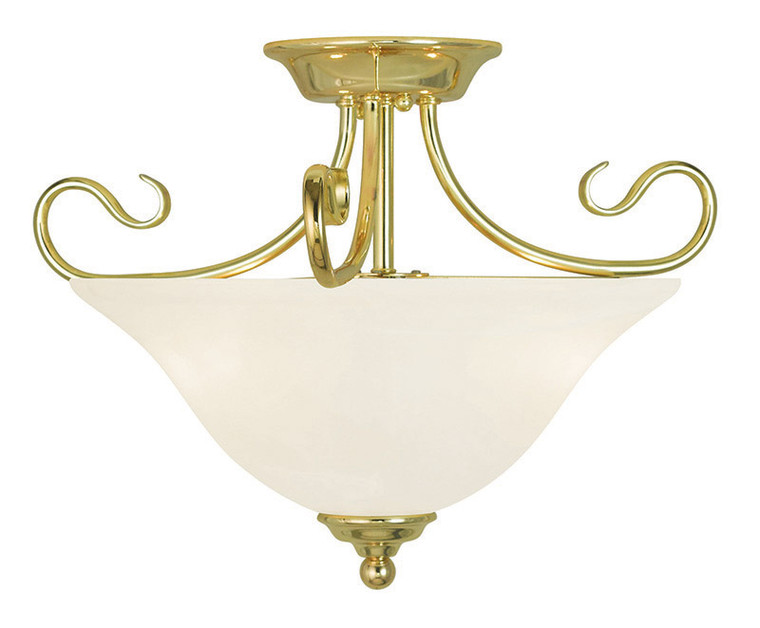 Livex Lighting Coronado Collection 2 Light Polished Brass Ceiling Mount in Polished Brass 6121-02