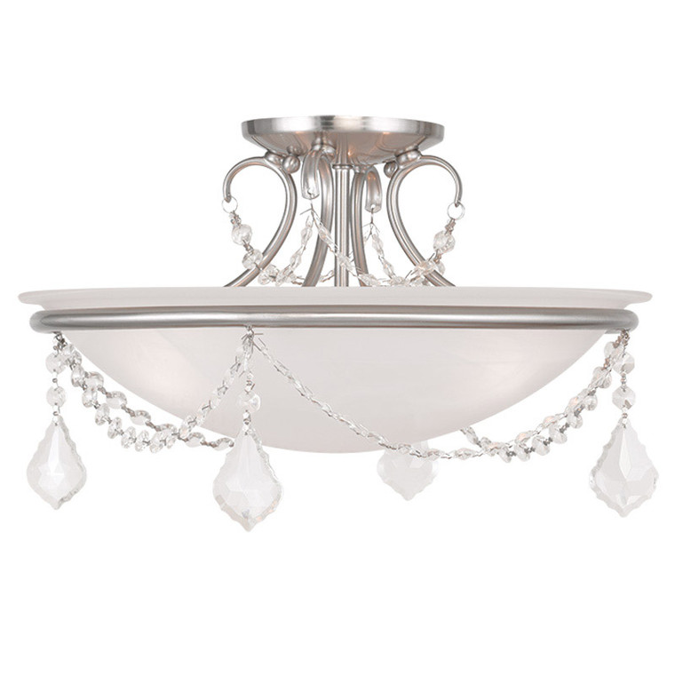 Livex Lighting Chesterfield/Pennington Collection 3 Light Brushed Nickel Ceiling Mount in Brushed Nickel 6524-91