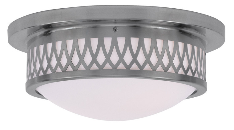 Livex Lighting Westfield Collection 2 Light Brushed Nickel Ceiling Mount in Brushed Nickel 7352-91