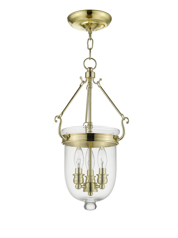 Livex Lighting Jefferson Collection 3 Light Polished Brass Chain Lantern  in Polished Brass 5063-02