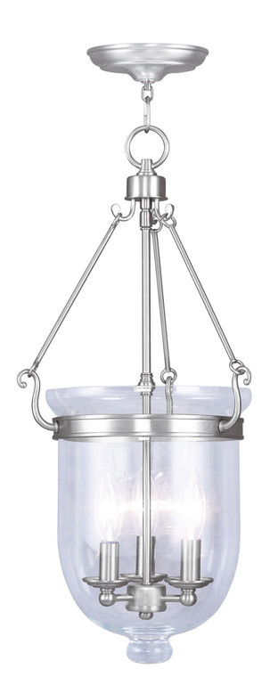 Livex Lighting Jefferson Collection 3 Light Brushed Nickel Chain Lantern  in Brushed Nickel 5064-91