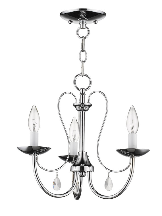 Livex Lighting Mirabella Collection 3 Light Polished Chrome Chandelier in Polished Chrome 40863-05