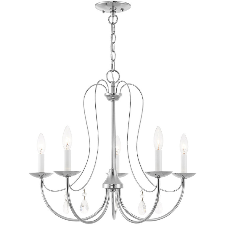 Livex Lighting Mirabella Collection 5 Light Polished Chrome Chandelier in Polished Chrome 40865-05