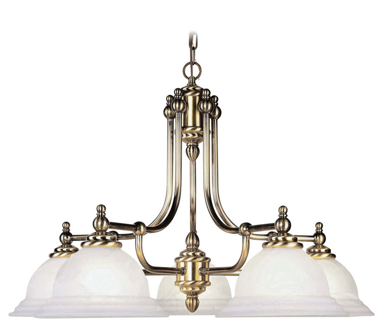 Livex Lighting North Port Collection 5 Light Antique Brass Chandelier in Antique Brass 4255-01