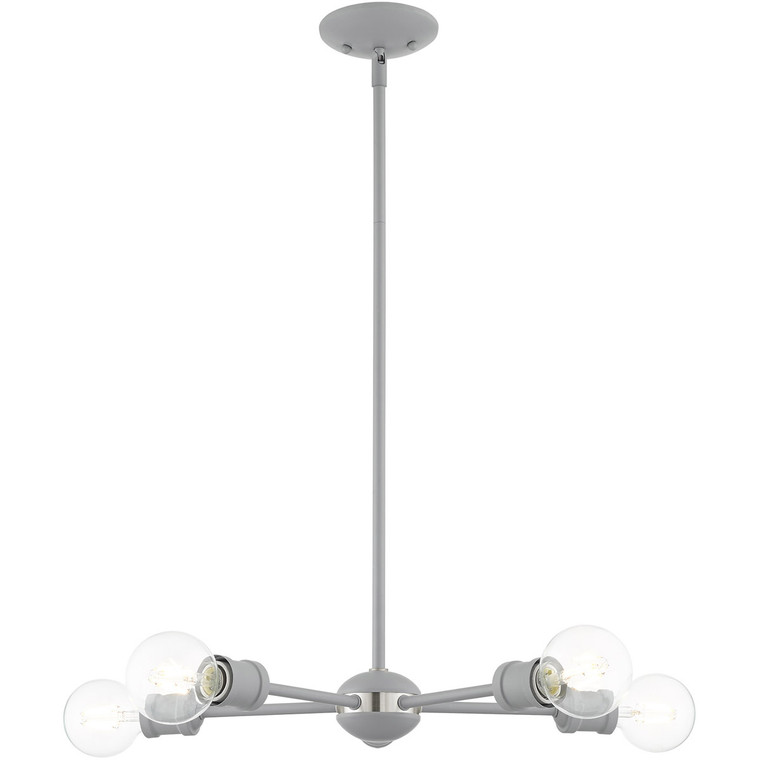 Livex Lighting Lansdale Collection 5 Lt Nordic Gray Chandelier in Nordic Gray with Brushed Nickel Accents 46135-80