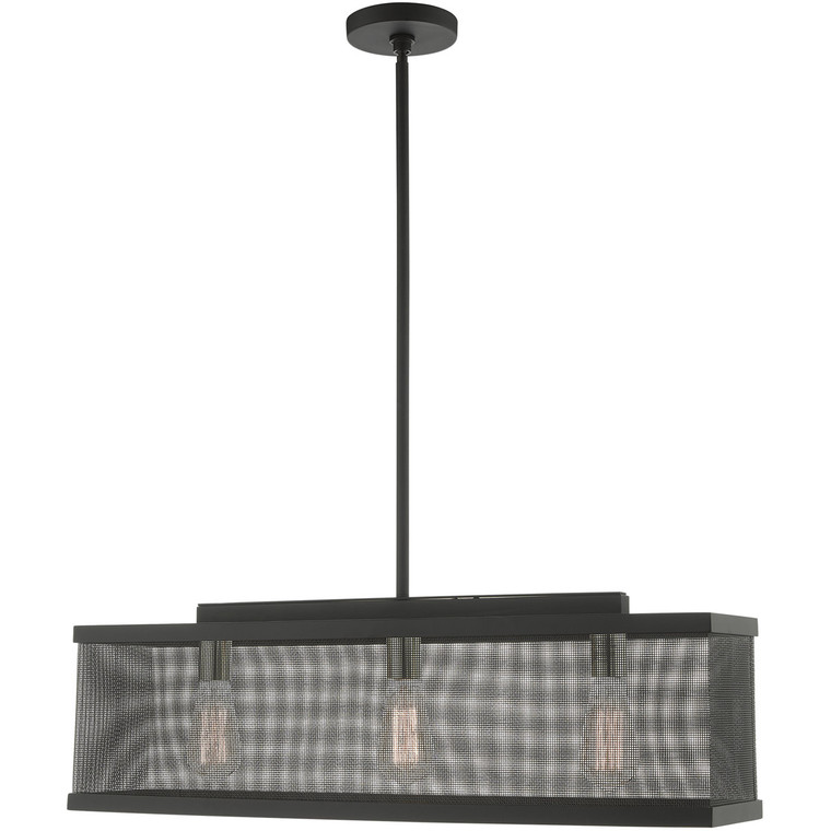 Livex Lighting Industro Collection 3 Lt Black Chandelier  in Black with Brushed Nickel Accents 46213-04