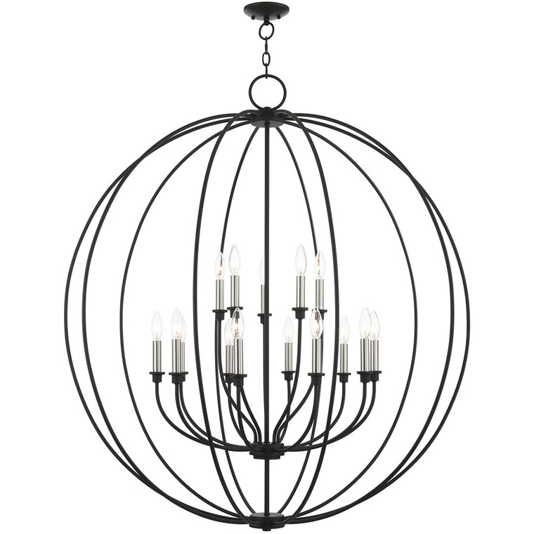 Livex Lighting Milania Collection 15 Lt Black Chandelier  in Black with Brushed Nickel Accents 46690-04