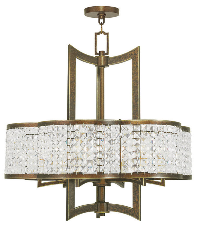 Livex Lighting Grammercy Collection 6 Light Palacial Bronze Chandelier in Hand Painted Palacial Bronze 50576-64