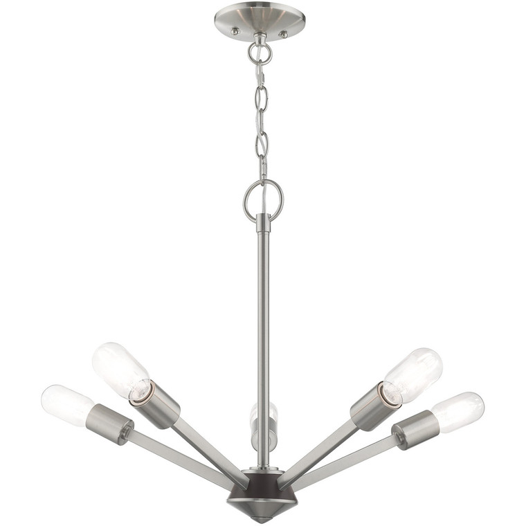 Livex Lighting Prague Collection 5 Lt Brushed Nickel Chandelier in Brushed Nickel 51155-91