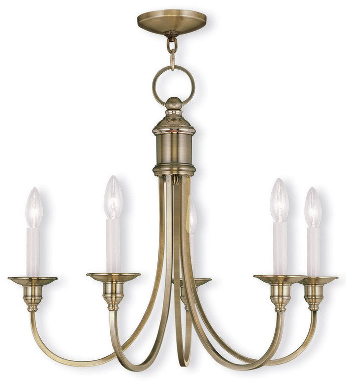 Livex Lighting Cranford Collection 5 Light Antique Brass Chandelier in Antique Brass 5145-01