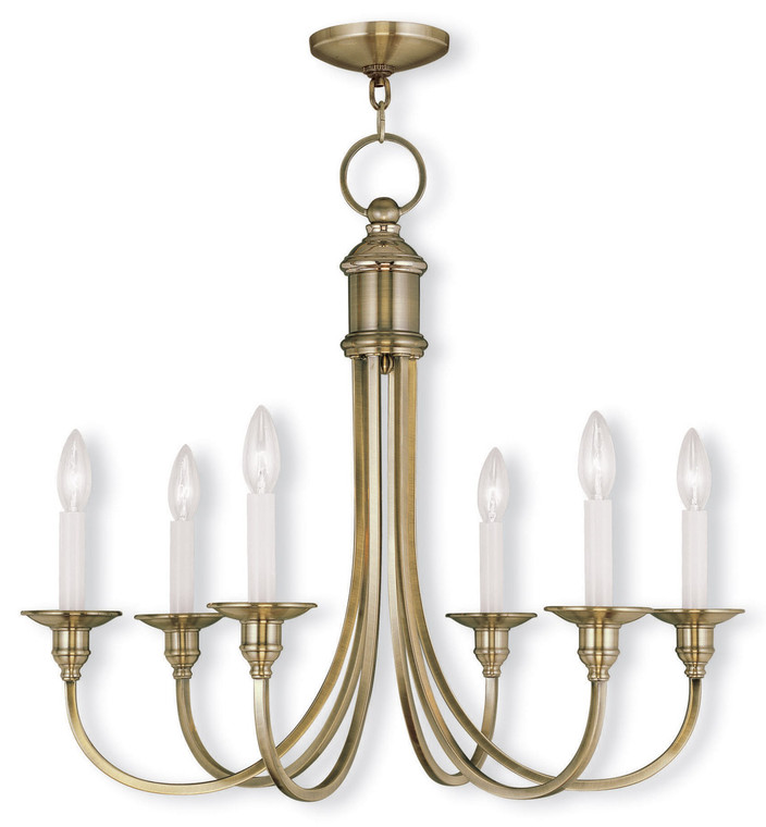 Livex Lighting Cranford Collection 6 Light Antique Brass Chandelier in Antique Brass 5146-01