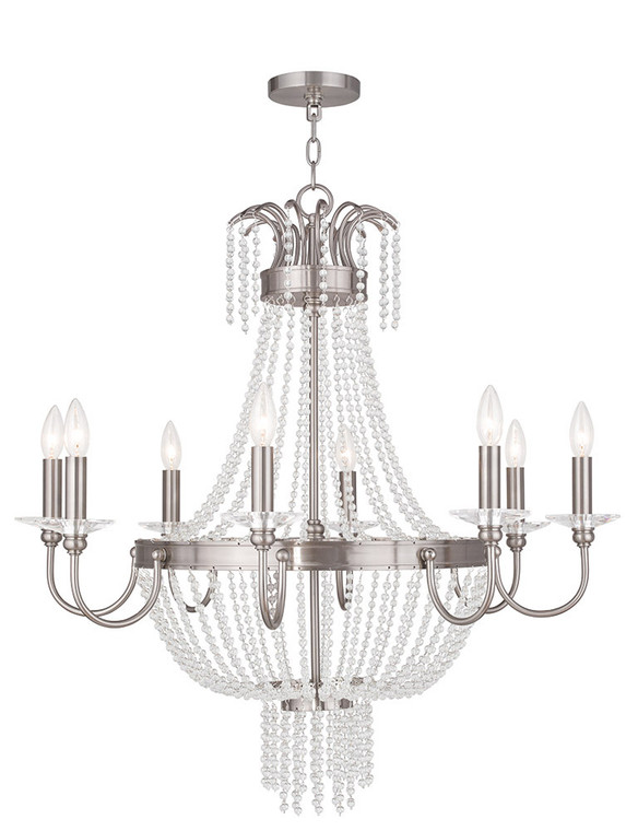 Livex Lighting Valentina Collection 8 Light Brushed Nickel Chandelier in Brushed Nickel 51848-91