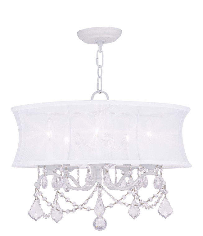 Livex Lighting Newcastle Collection 5 Light White Chandelier in White 6305-03