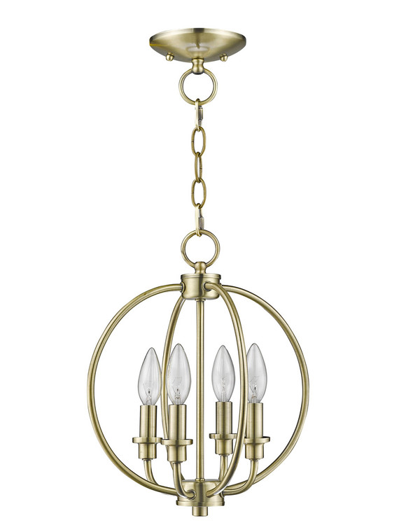 Livex Lighting Milania Collection 4 Light AB Chain Lantern/Ceiling Mount in Antique Brass 4664-01