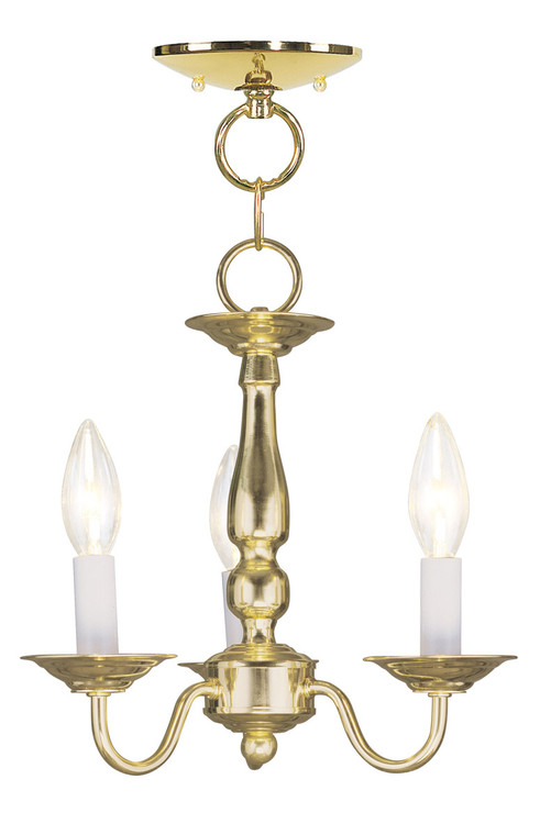 Livex Lighting Williamsburgh Collection 3 Light PB Chain Hang/Ceiling Mount in Polished Brass 5009-02