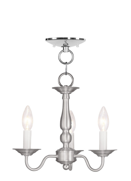 Livex Lighting Williamsburgh Collection 3 Light BN Chain Hang/Ceiling Mount in Brushed Nickel 5009-91