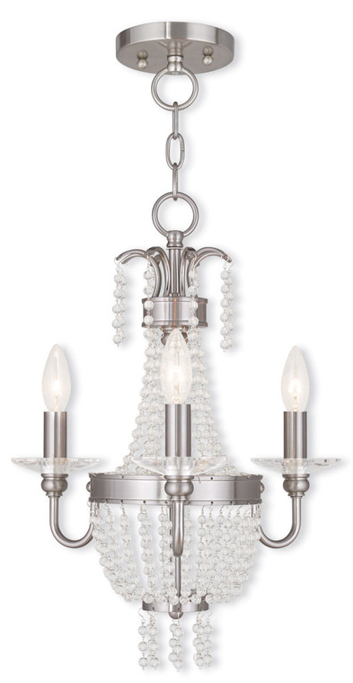 Livex Lighting Valentina Collection 3 Light BN Mini Chandelier/Ceiling Mount in Brushed Nickel 51843-91