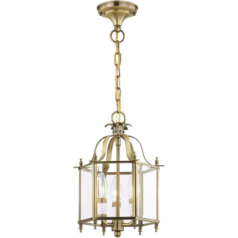Livex Lighting Livingston Collection 3 Light AB Chain Hang/Ceiling Mount in Antique Brass 4403-01