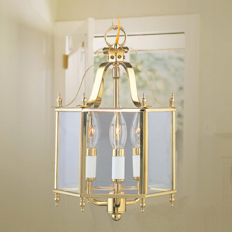 Livex Lighting Livingston Collection 3 Light PB Chain Hang/Ceiling Mount in Polished Brass 4403-02