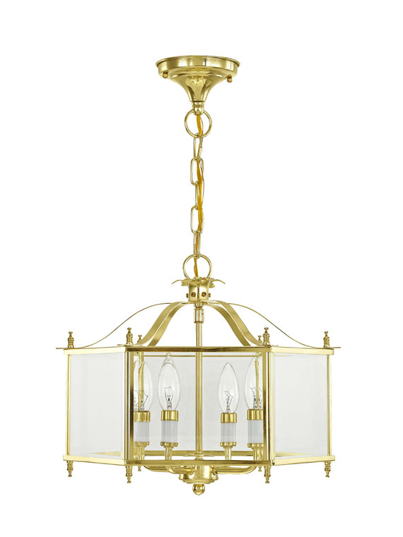 Livex Lighting Livingston Collection 4 Light PB Chain Hang/Ceiling Mount in Polished Brass 4398-02