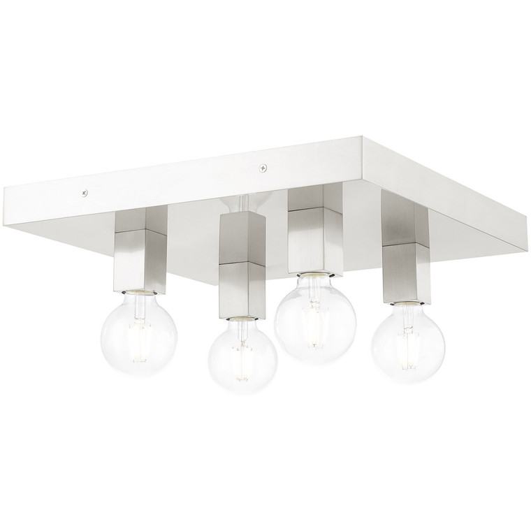 Livex Lighting Solna Collection 4 Lt Brushed Nickel Ceiling Mount in Brushed Nickel 49217-91