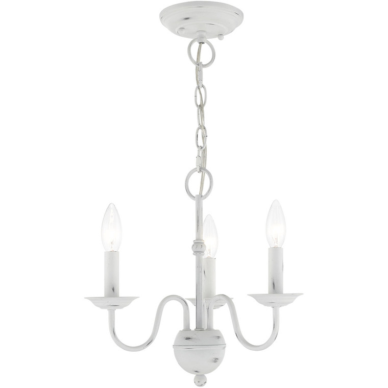 Livex Lighting Windsor Collection 3 Lt Antique White Mini Chandelier in Antique White 52163-60