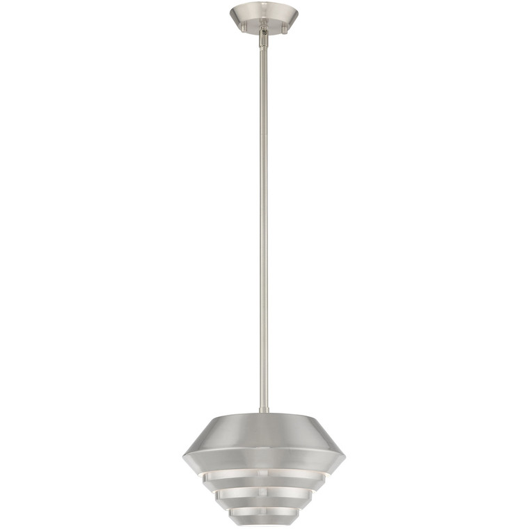 Livex Lighting Amsterdam Collection 1 Lt Brushed Nickel Mini Pendant in Brushed Nickel 40401-91